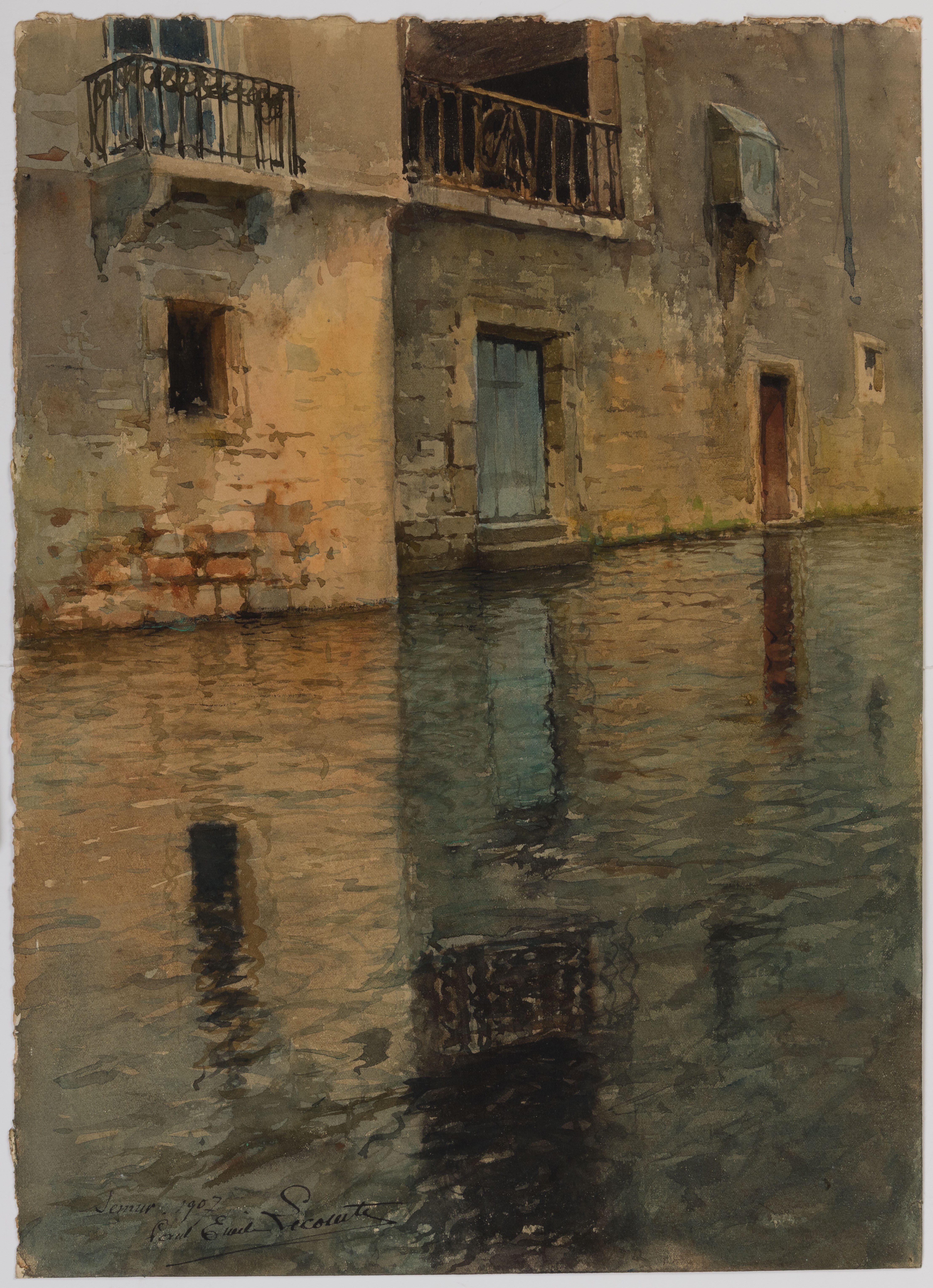 Buildings by a River or Canal, Possibly in Semur-en-Auxois